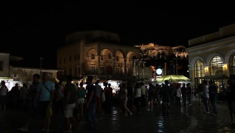 ATHENS - AUGUST 9: Monastiraki square is full with tourists despite the economic crisis on August 9, 2012 in Athens, Greece.