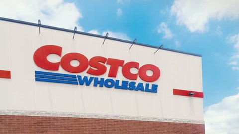 TAMPA, FL - MAY 6: (Timelapse) Costco store building with time lapse clouds and sky on May 6, 2017. Costco Wholesale Corporation is the largest US membership warehouse retail club. 