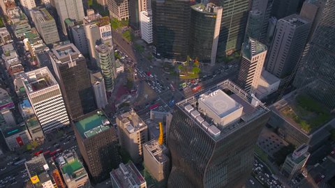 Aerial Korea Seoul April 2017 Gangnam Sunny Day Stockvideó
