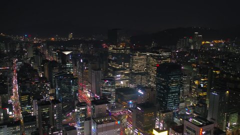 Aerial Korea Seoul April 2017 Gangnam Night