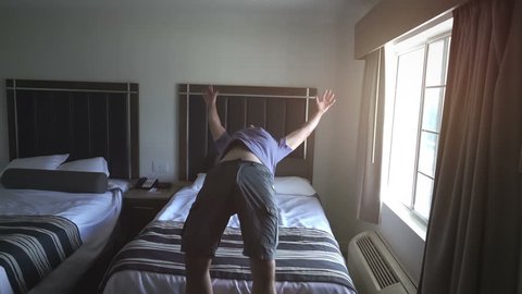 High quality video of jumping on the bed in real 1080p slow motion 250fps