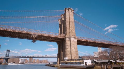 Amazing Brooklyn Bridge New York - a famous landmark - MANHATTAN / NEW YORK - APRIL 1, 2017