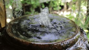 Home Garden Decorated With Water Fountain Jar, stock video