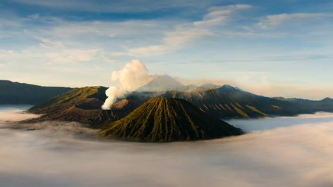 4K Timelapse of Bromo volcano at sunrise, East Java, Indonesia, Bromo volcano at sunrise,Tengger Semeru national park