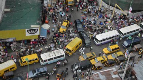 BUSY NIGERIAN MARKET LAGOS, NIGERIA - APRIL 5, 2017: A busy market in Lagos Nigeria on April 5, 2017