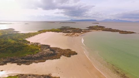 Aerial Shot Wild Desolate Beach On Stock Footage Video (100% Royalty ...