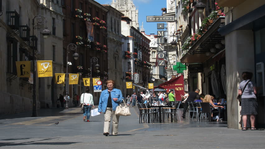 LEON, SPAIN - CIRCA JUNE 2012: Time lapse of people walking circa June 2012 in