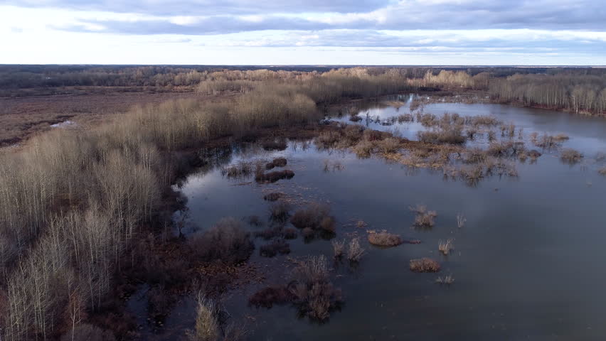 aerial view of the flooded floodplain