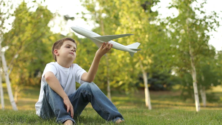 Child dreaming of being a pilot