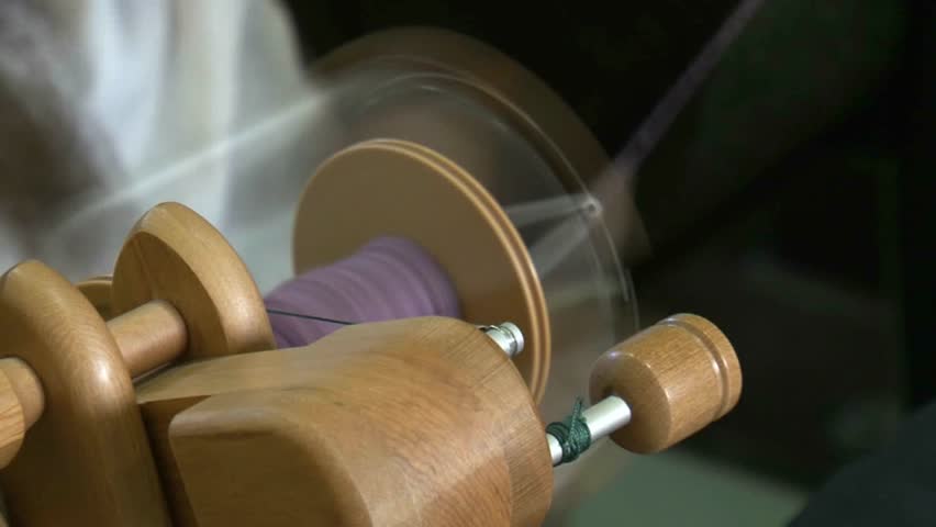 This method of spinning was used for thousands of years, the wool is held in one