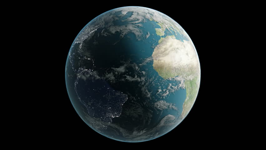 Clip of a rotating Earth with transition from day to night. Perfect loop in