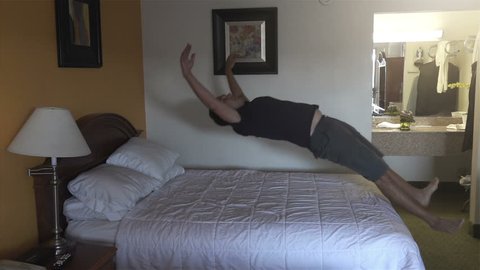 High quality video of jumping on the bed in real 1080p slow motion 250fps