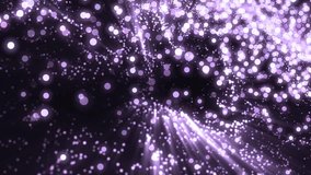 Background violet movement. Universe lilac dust with stars on black background. Motion abstract of particles. VJ Seamless loop.