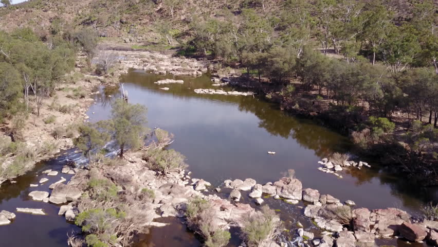Panoramic wide aerial flight footage above Swan River at Bell