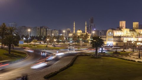 Night Time lapse of Sharjah Central Gold Souq