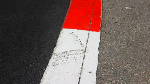 Formula 1 Surface in Monaco - Texture of Motor Race Asphalt and Curb Grand Prix Circuit - 4K Video
