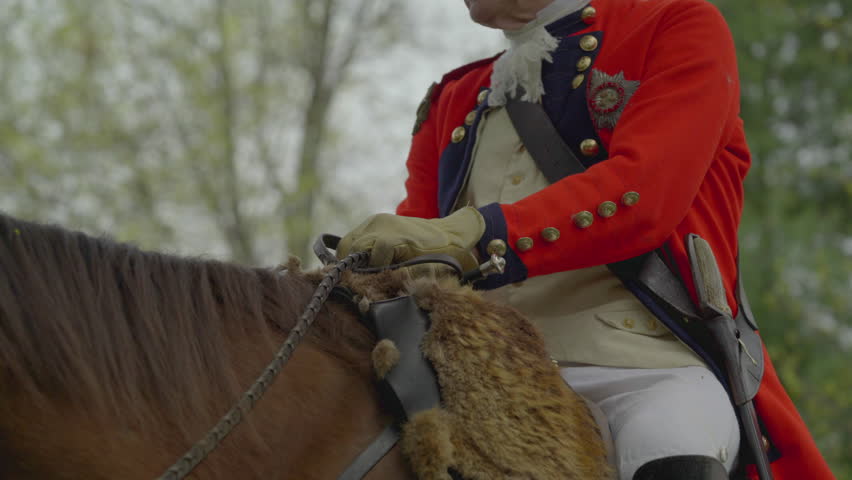A view of a British Revolutionary War commander seated on a horse