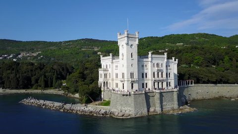 Castle Of Miramare On The South Side Aerial Trieste Italy