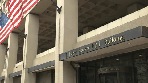 WASHINGTON, DC, USA -April, 3, 2017: oblique view of the entrance to the fbi building in washington, d.c.