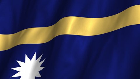 A beautiful satin finish looping flag animation of Nauru.   A fully digital rendering using the official flag design in a waving, full frame composition.  The animation loops at 10 seconds.  
