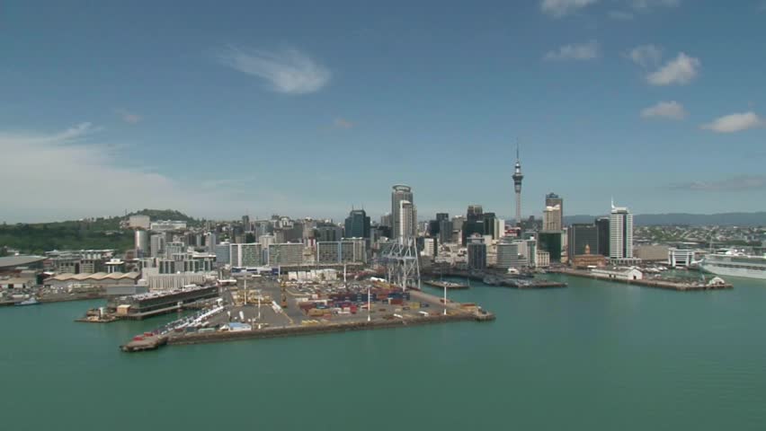 Auckland, New Zealand, December 2011. Scenic helicopter flight over the City of