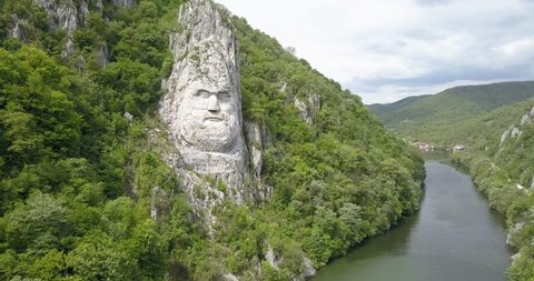 Decebal's Head carved in rock, Danube Gorges, Romania