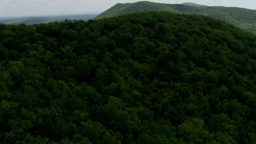 Low flight over a forested hill in rural Georgia