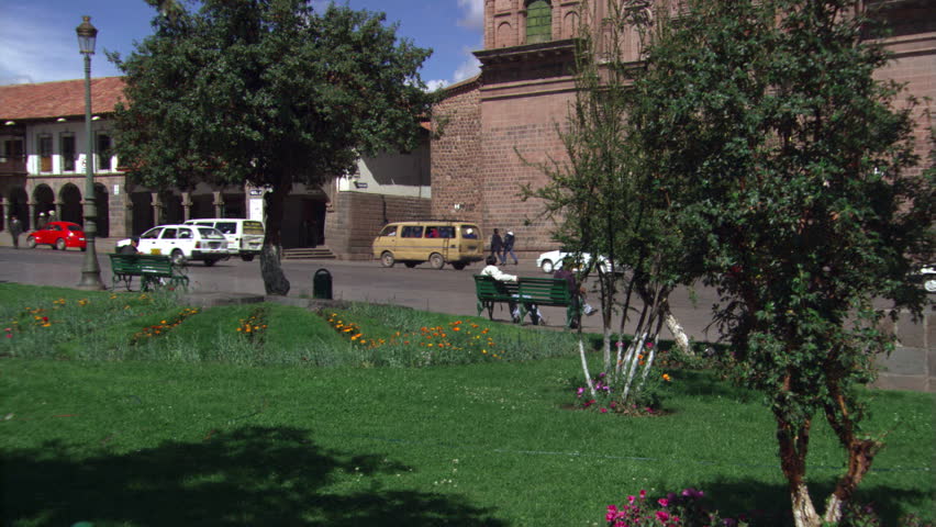Left pan of Church of La Compania in Cusco, Peru