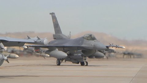 f 18 and f 16 on flight line at red flag