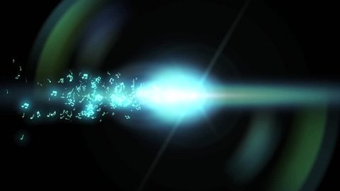 Particle and Lens Flare Transition for Revealing Logo or Title (Type A with Note-shaped Particles)