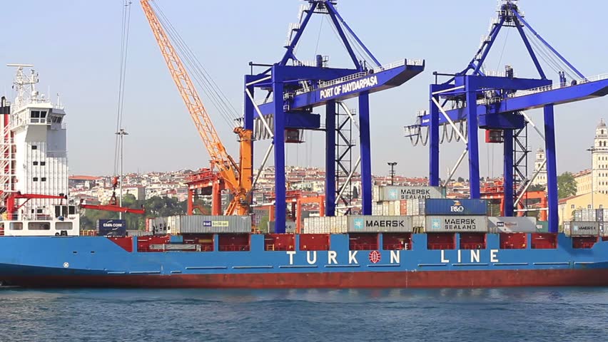 ISTANBUL - MAY 2: Cargo ship TURKONs A. KALKAVAN (IMO: 9366421, Turkey) on May