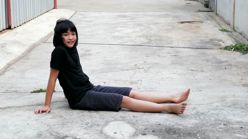 Asian girl warm up before exercise.