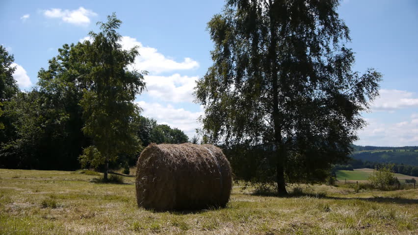Hay bale in French landscape