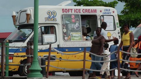 BRIDGETOWN/BARBADOS - 4th DECEMBER 2010: Ice cream van near Chamberlain bridge in Bridgetown, Barbados