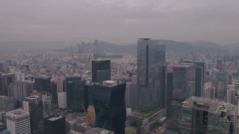 Aerial Korea Seoul April 2017 Gangnam Hazy Overcast Day