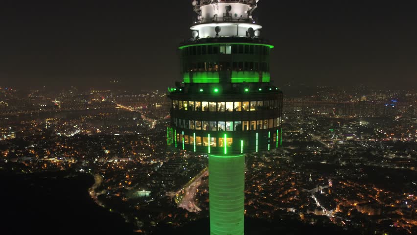 Aerial Korea Seoul April 2017 Seoul Tower Night