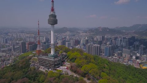 Aerial Korea Seoul April 2017 Seoul Tower Sunny Day