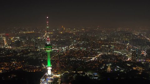Aerial Korea Seoul April 2017 Seoul Tower Night