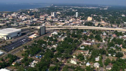 Aerial view of city of Pensacola, Florida. Shot in 2007