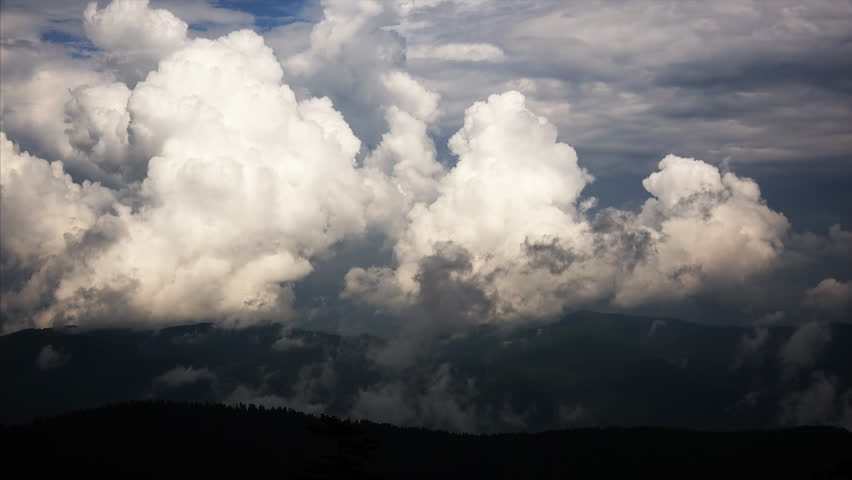 Timelapse of mountain ridges and storm clouds forming in Great Smoky Mountains National Park, Tennessee