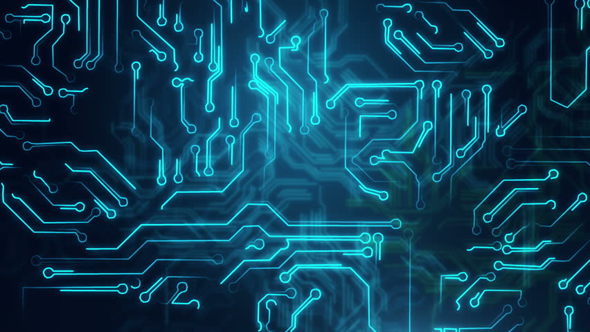 Futuristic Circuit Board Moving Electrons 180 Stock Footage Video 100