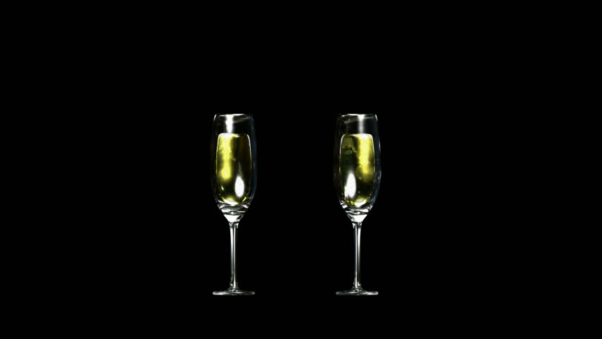 Wine glasses toasting. HD 1080 3D animation with alpha channel