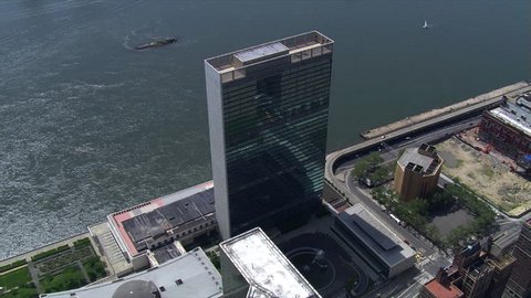 Partial orbit of UN Building, looking toward East River. Shot in 2006.