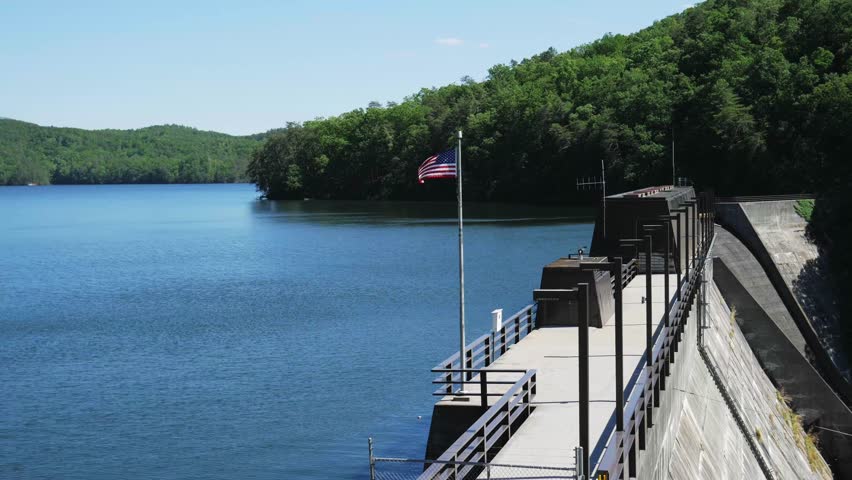 A blue river dam