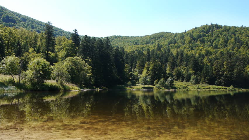 Lake and mountains in France. Shot is taken in Vosges, Lac de Blanchmer.