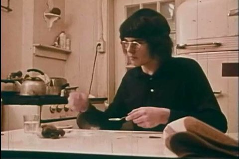 1960s: An animation shows narcotics and a heroin addict prepares a syringe and shoots up, in a kitchen, in 1969.