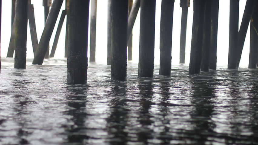 Ocean textures under the world famous boardwalk, Atlantic City, New Jersey