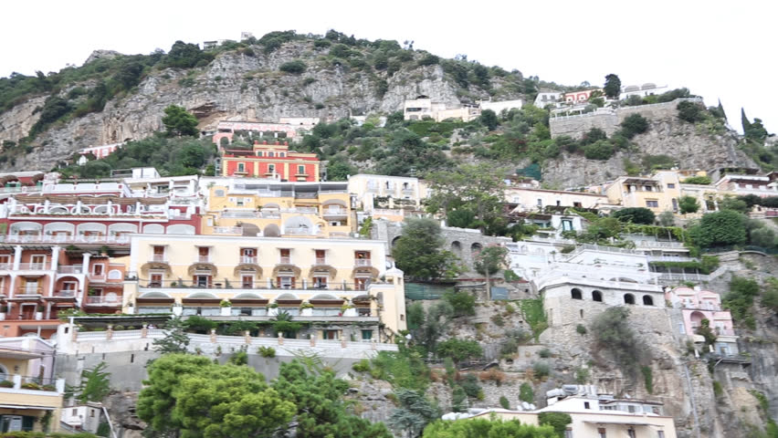 Positano village on the Amalfi Coast (Costiera Amalfitana), in Campania, Italy. Video footage