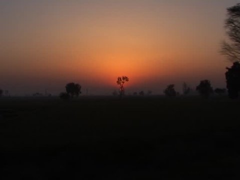 View from train window - early morning train from Agra to Delhi