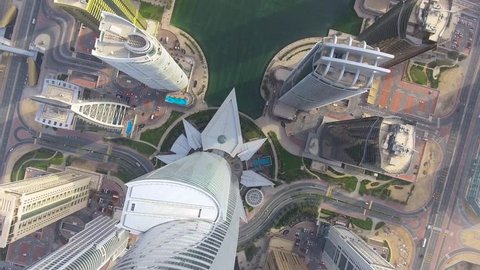 skyscrapers of dubai aerial top view